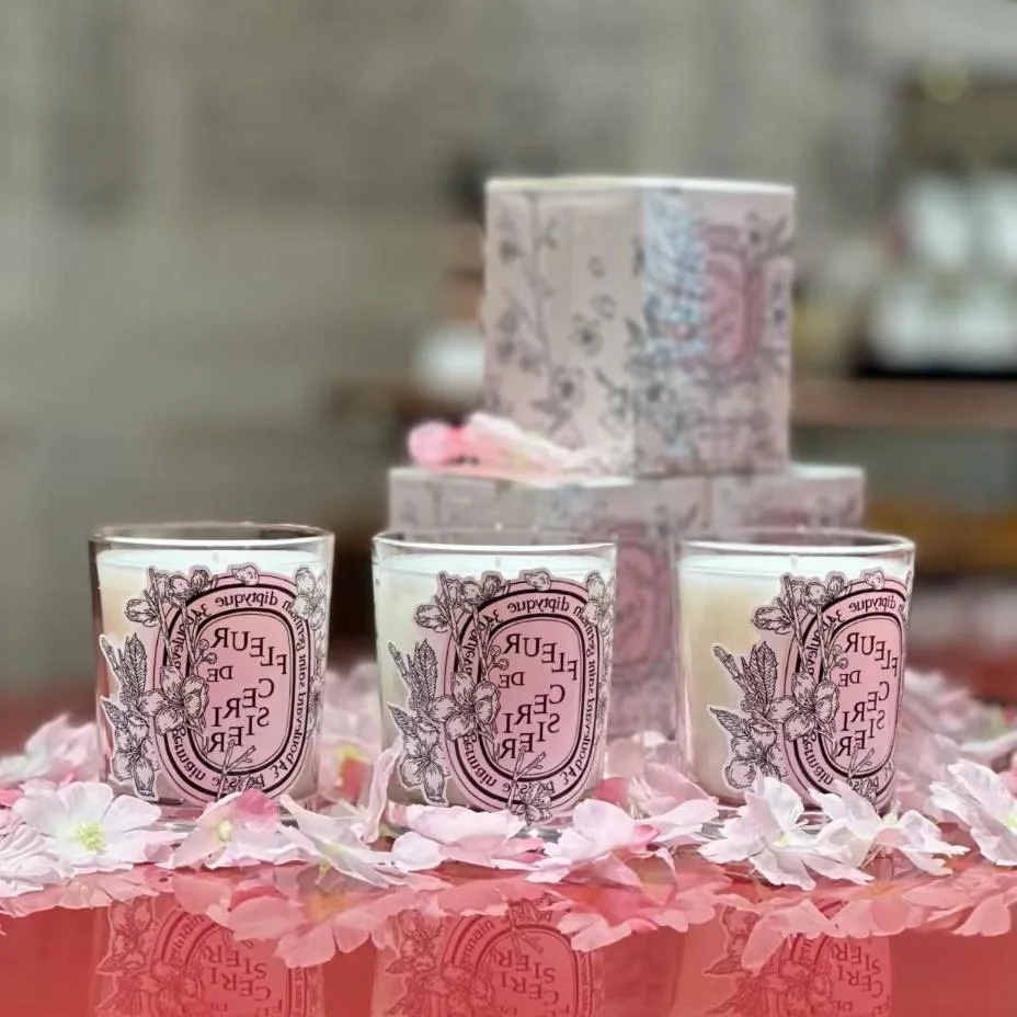 Quality Home Fragrance - Bougie parfumée Sakura, diptyques romantiques limitées